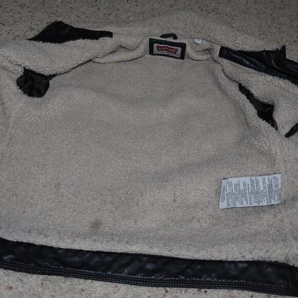 Levi's Men's Faux Leather Sherpa Lined Aviator Bomber Jacket Small Black Classic - Picture 5 of 10